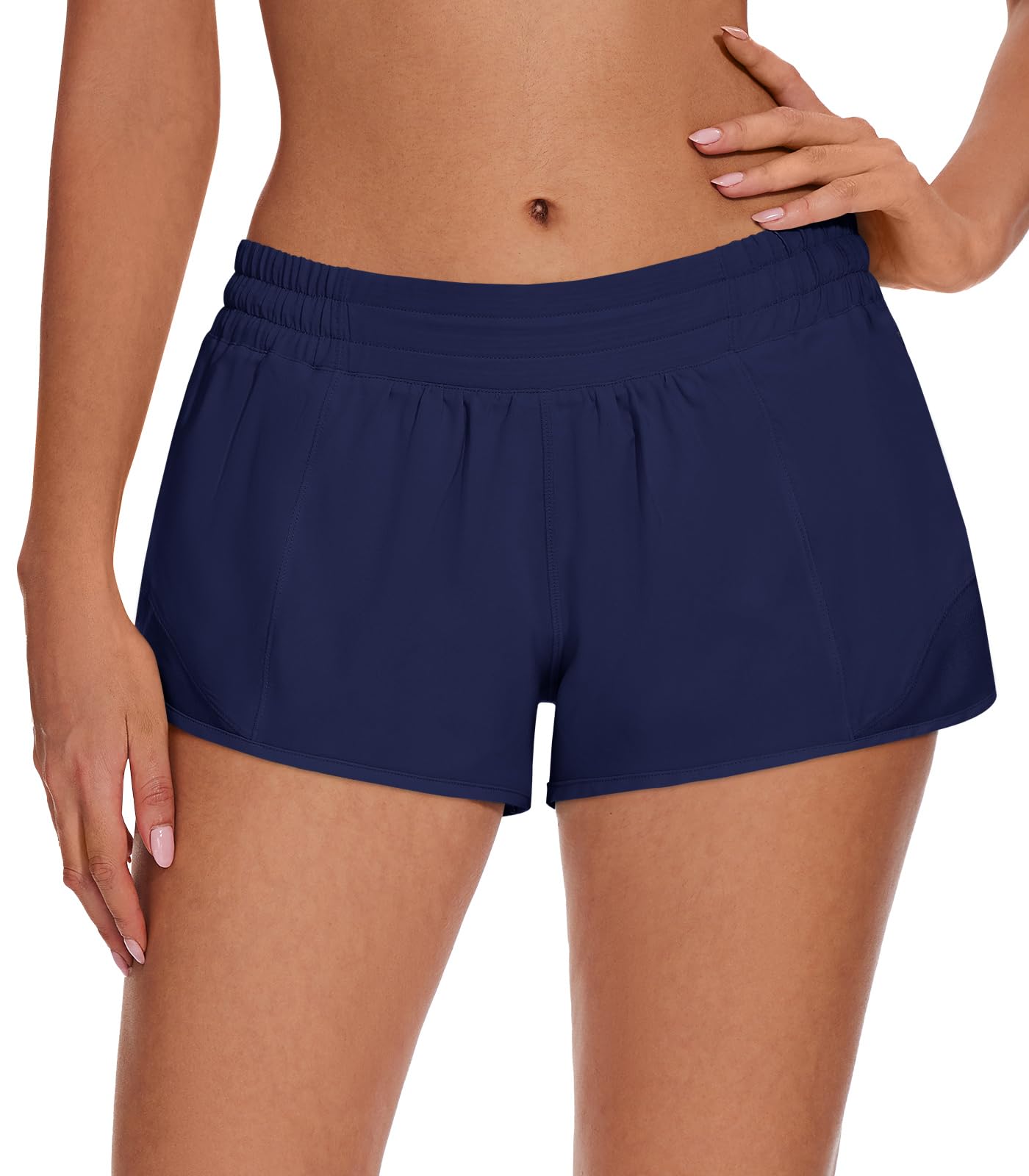 AugIris Athletic Running Shorts for Women with Zipper Pocket,Soft Lightweight Gym Workout Shorts with Mesh Liner Quick Dry