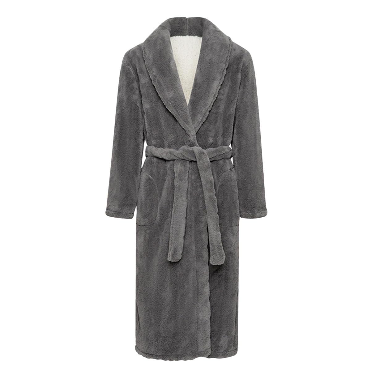 GIZNXBA Albornoz Ducha Albornoz De Rizo Hombre Bata De Baño Camisones Largos Caliente Loungewear Sleepwear Camisones De Manga(/Gray B,XXL)