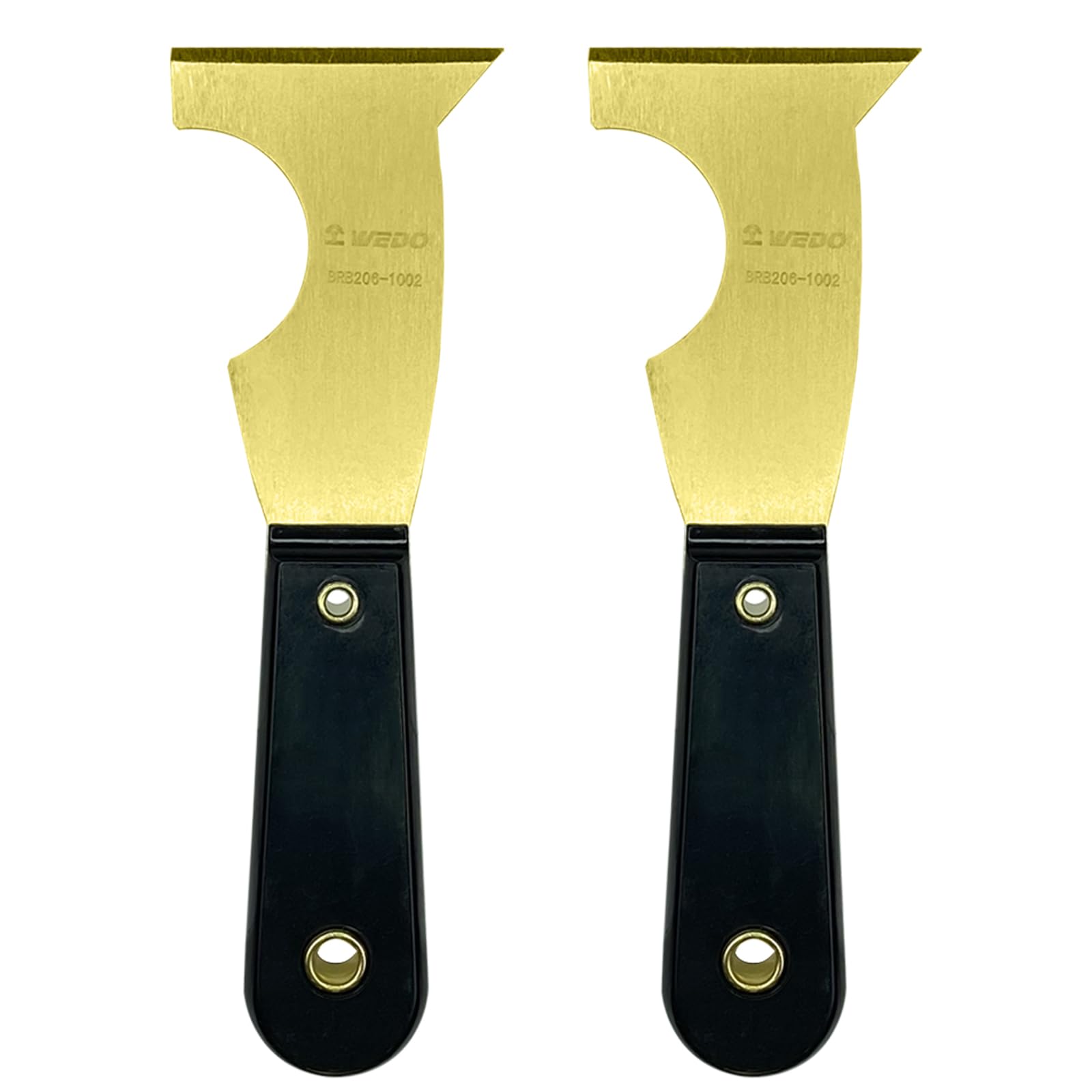 WEDO 2pcs Brass Putty Knife Set, 2-1/2" Paint Scraper with Bakelite Handle, 5-in-1 Brass Multi-Tool, Drywall Knife, Scraper Tool for Plaster Scraping Drywall Finishing, 8" Length