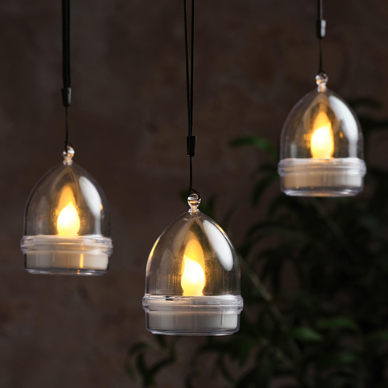 Lights4fun 3er-Set Solarlampen aus Glas zum Aufhängen | Solarbetrieb Sonnenenergie Solarlampe | w...