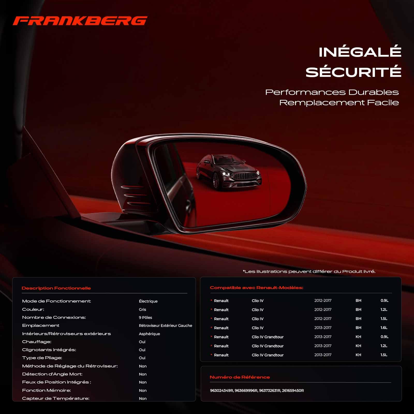 Frankberg Rétroviseur extérieur électrique, 963669996R
