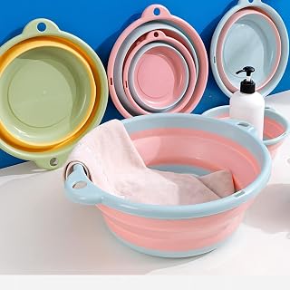 WENGTY Collapsible Silicone Washing Basin Foldable Bowl with Handles | Portable Multipurpose Tub for Clothes, Dishes, Baby... Price In India