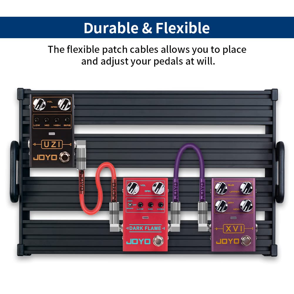 JOYO Cables de conexión para guitarra de 20CM, cables de conexión para pedal de efecto de bajo profesional, 1/4 pulgadas (CM-11, paquete de 6)