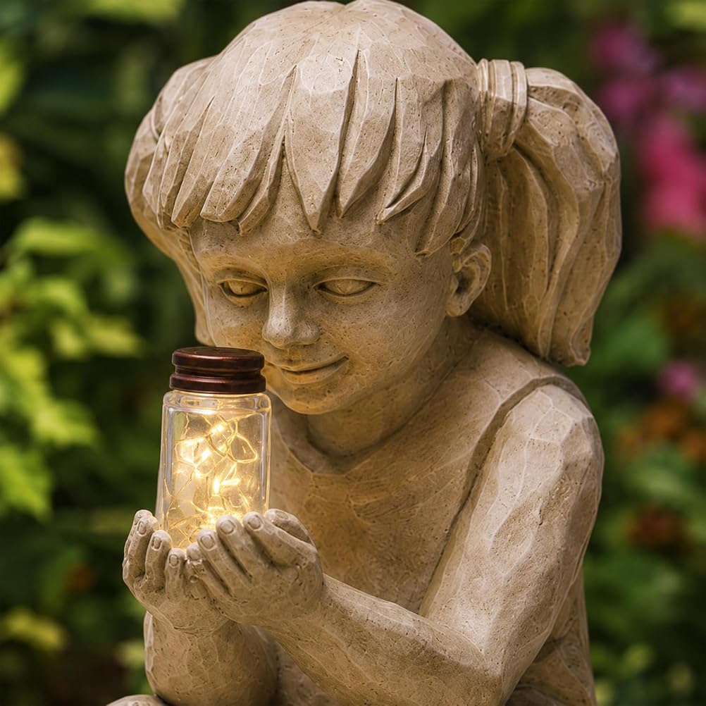 Generico Statue da Giardino solari a 2 Pezzi, Arte Esterno in Resina per Il Prato