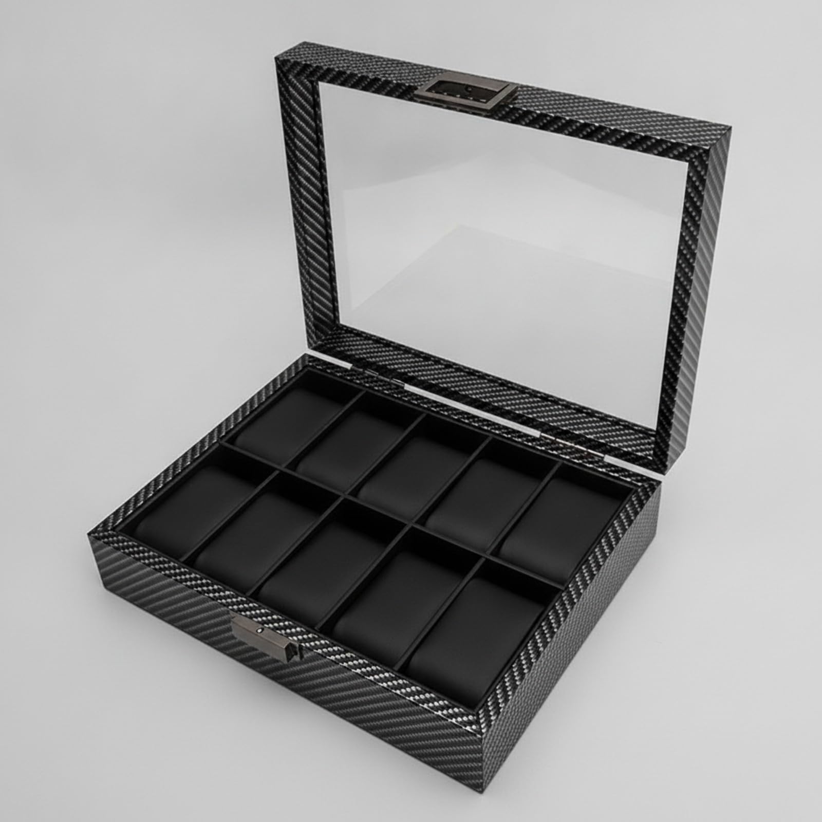 Amagogo Scatola per 10 Orologi Resistente Spazioso, Rettangolare, Scatola per Orologi con Coperchio Incernierato, Comò, Collezionisti,