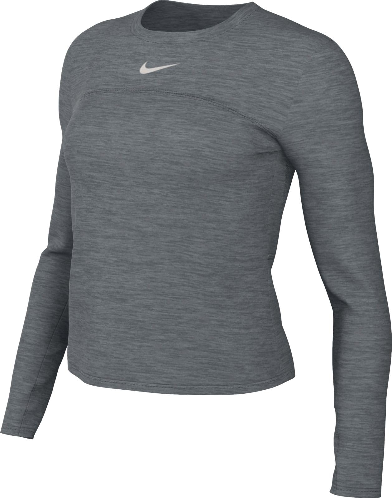 NIKE FB4297-084 W NK SWIFT ELMNT DF UV CRW TOP Sweatshirt Women's SMOKE GREY/LT SMOKE GREY/REFLECTIVE Size L