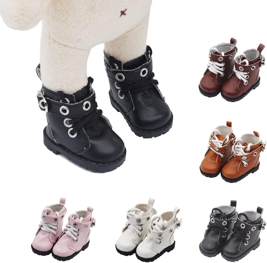 niannyyhouse 8in Plush Doll Motorcycle Leather Shoes Length 5.5cm 20cm Doll Accessories (Black)