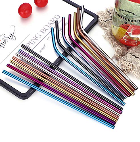Reusable Metal Straws 50Pack.ultra Long 10.5”Stainless Steel Drinking Straws In Bulk For Wholesale.265X6Mm Straight Curved Straws For 20/30Oz Tumblers Yeti (50Pcs All Straight Rainbow-10.5") #TOP3