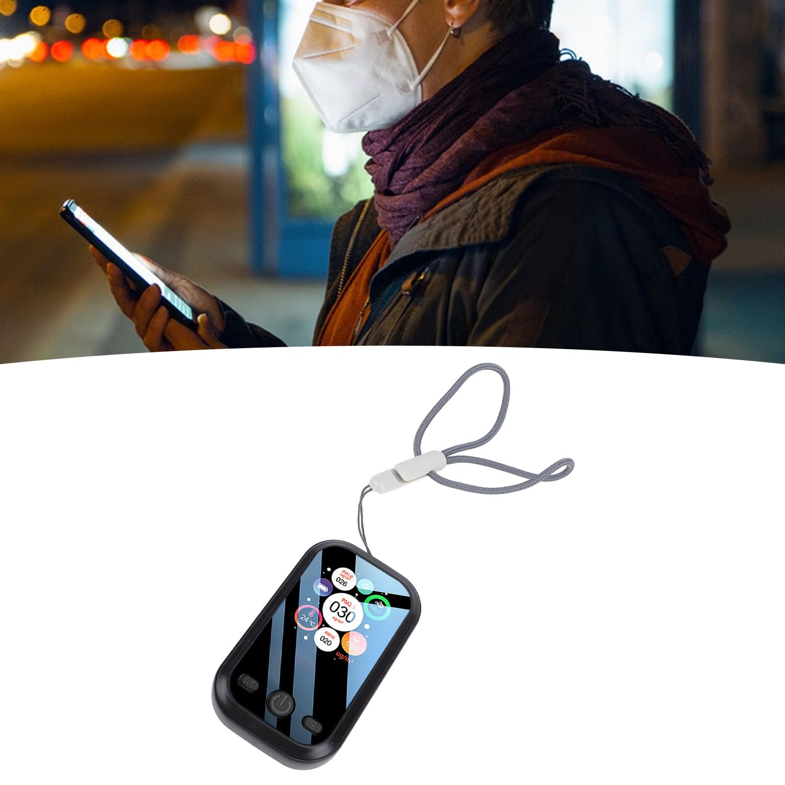 Misuratore di qualità dell'aria digitale portatile con display LCD per rilevamento accurato PM2,5 PM10, per casa e viaggi, 125 g (nero)