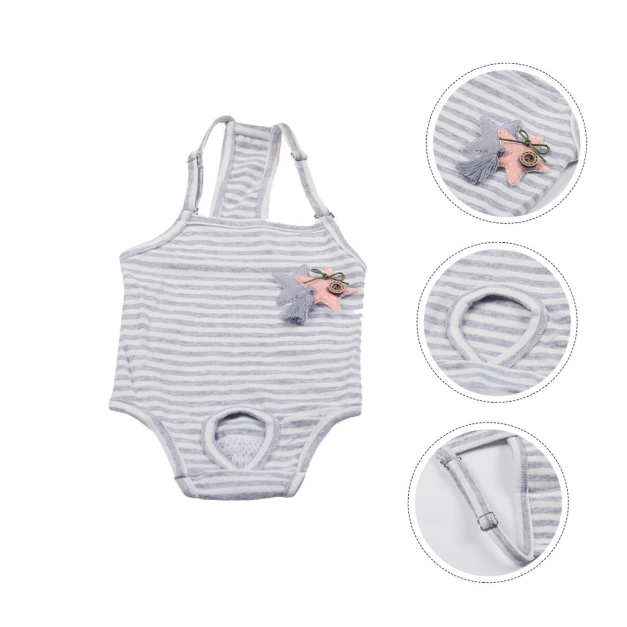 GALPADA Puppy Diaper Panties Soft Breathable Cloth for Female Dogs Comfortable Moisture Absorbent Pet Pants for House Training Preventing Messes Grey with Suspender