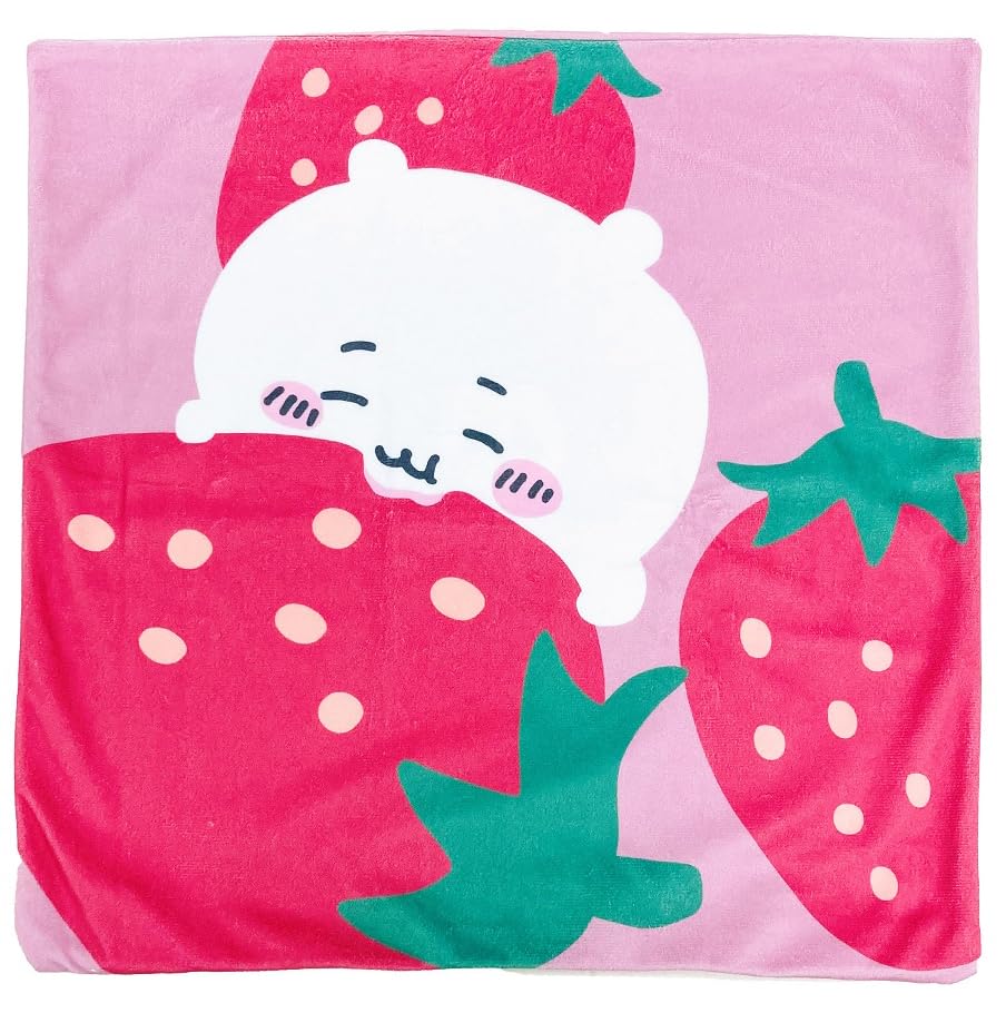 MORiPiLO Chiikawa Cushion Cover (Strawberry Pink) 17.7 x 17.7 inches (45 x 45 cm) Cute, Soft, Backrest Cushion Cover, Stylish, Something Small and Cute, Character Pillow by Morishita : Home & Kitchen