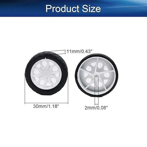 Miniatura 3 de Yinpecly Rueda de coche RC de 1.181 in de diámetro llantas de plástico y neumáticos de goma RC Drift Cars Juego de neumáticos para bricolaje RC