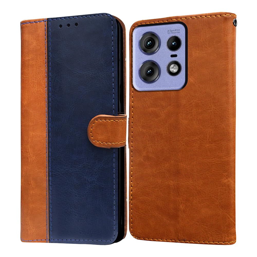 Casotec Flip Cover Back Case for Motorola Moto Edge 50 Pro 5G | Premium Leather Finish | Inbuilt Pockets & Stand | Flip Cover Back Case for Motorola Moto Edge 50 Pro 5G (CamelBlue) (B0D1GLRB8X) Amazon Price History, Amazon Price Tracker