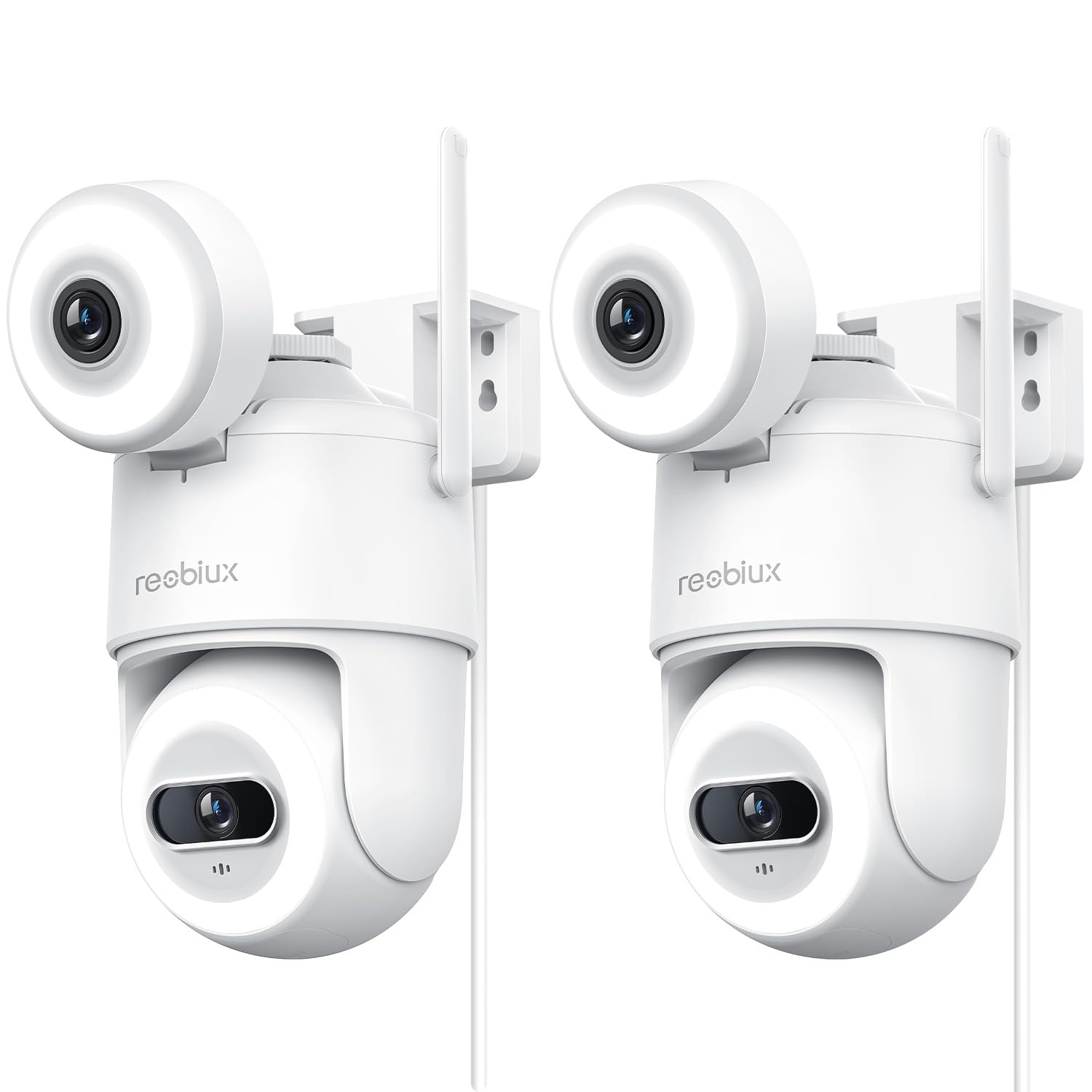 Reobiux 2.5K 6MP Telecamera Wi-Fi Esterno,360° PTZ Videocamera Sorveglianza Esterno con Doppia Lente,Visione Notturna a Colori,Tracciamento Automatico,Allarme Sonoro Luminoso,Supporta Alexa,IP66(2P)