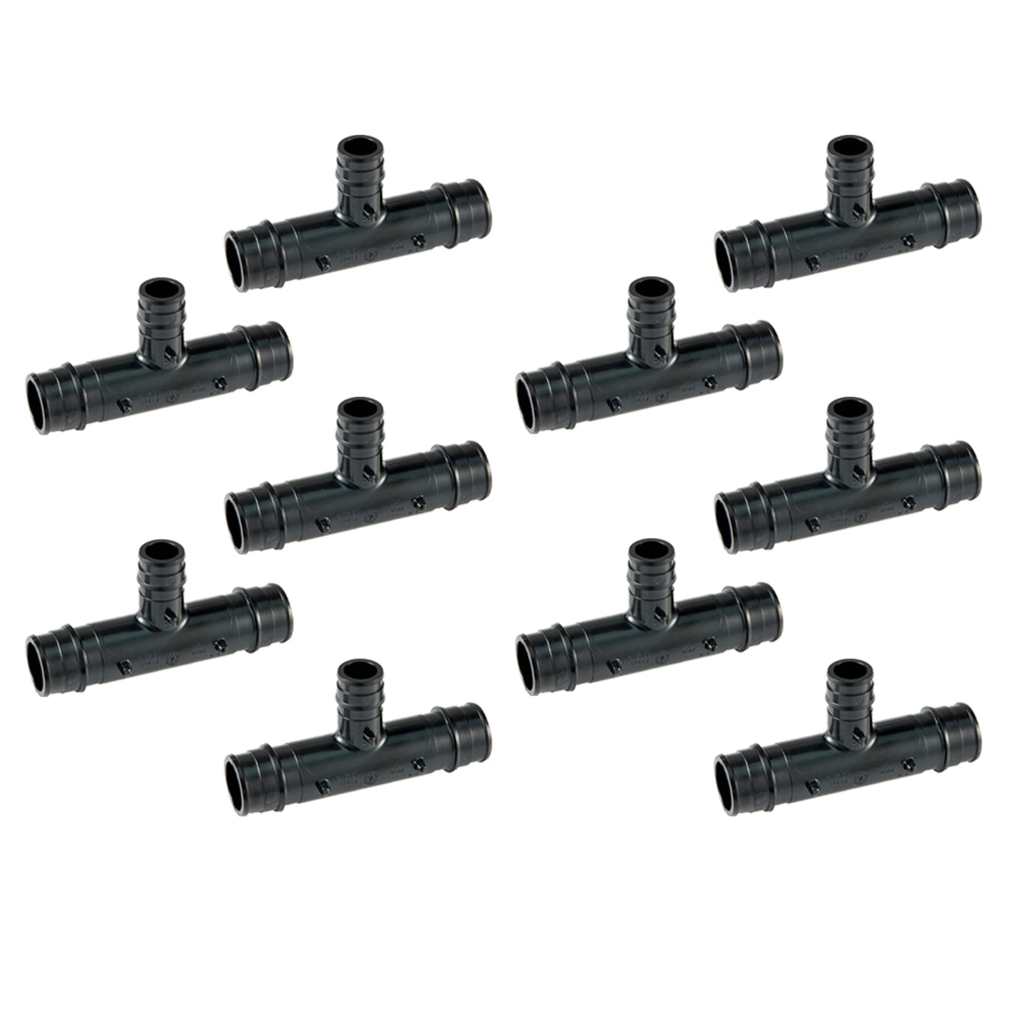 Efield Black (Pack Of 10) Poly (Ppsu) Pex-A Expansion Fitting 3/4" X3/4" X 1/2" Reducing Tee For Pex A Tubing/Pipe Only, Astm F1960, Lead Free