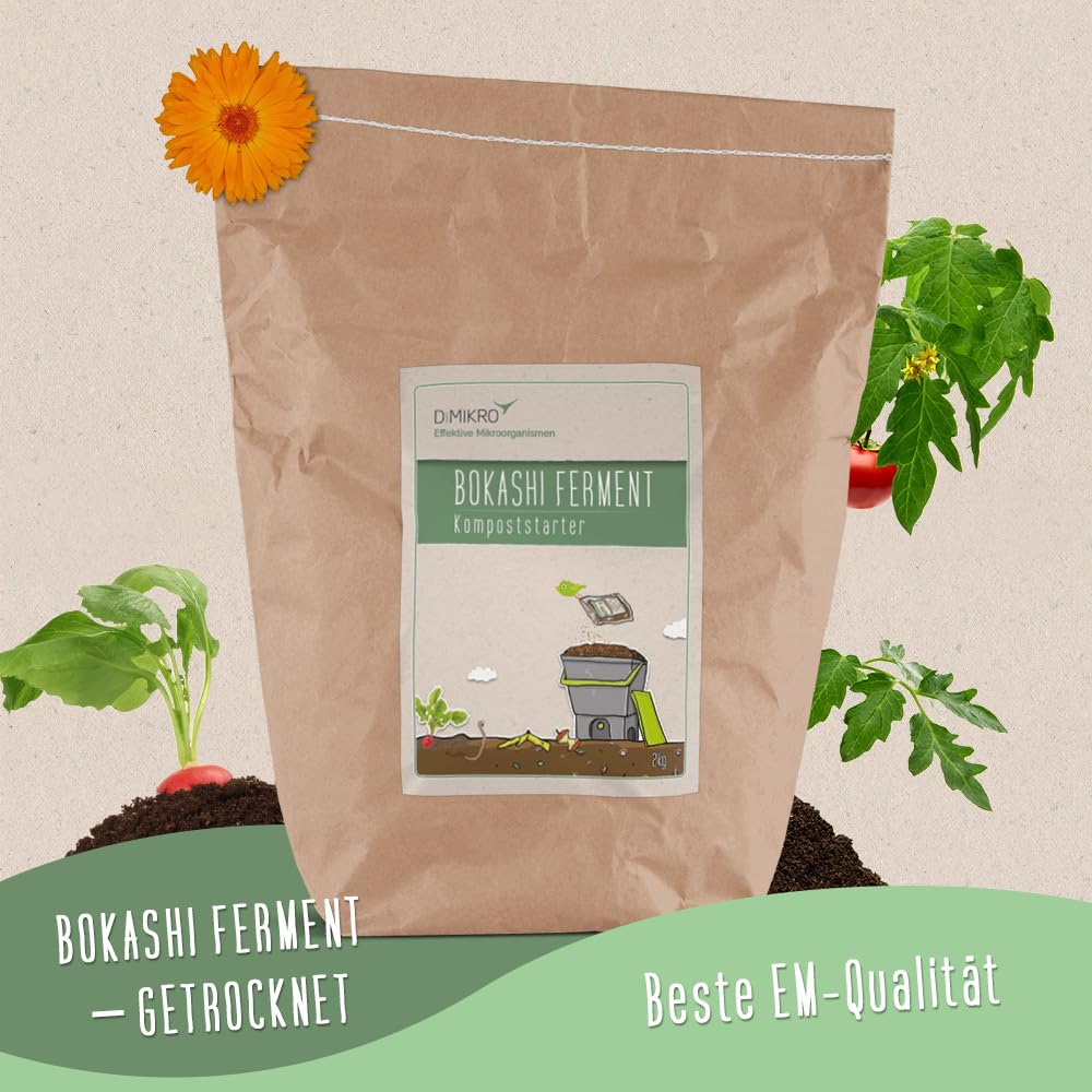 DIMIKRO Bokashi Fermento seco – Arrancador de compost – 2 kg | Ayuda de fermentación para el cubo Bokashi con microorganismos eficaces, para compostaje sostenible en la vida cotidiana