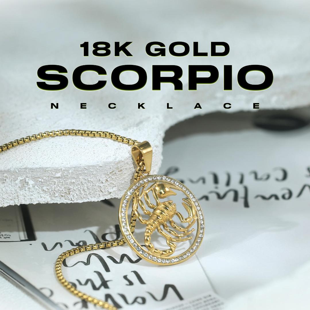 AsAlways 18K Gold Plated Animal Scorpion Scorpio Pendant Iced Out