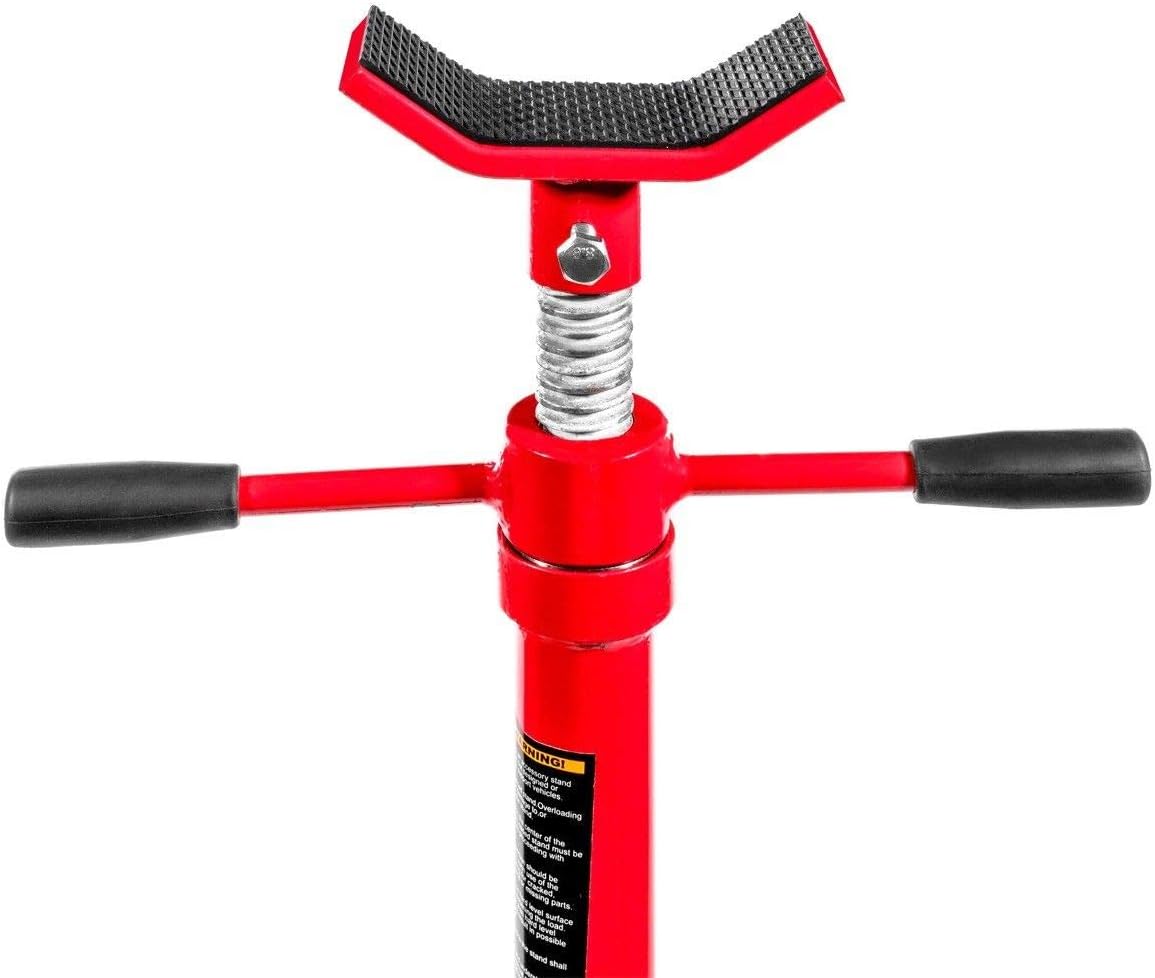 Stark USA Under Hoist Support Lift Jack Stand Wide Base 1/2 Ton 1,000 lbs Capacity Spin Handle, Self-Locking Threaded Screw, for Vehicle Lifting & Support