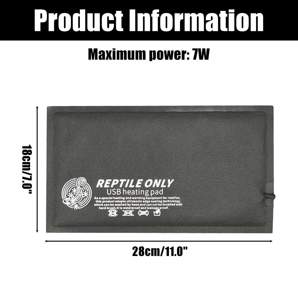 DONGKER Esterilla térmica para reptiles, USB 5 V, alfombrilla térmica para terrario, temperatura de terrario, anfibios, alfombrilla para terrario de serpientes, lagartos, ranas