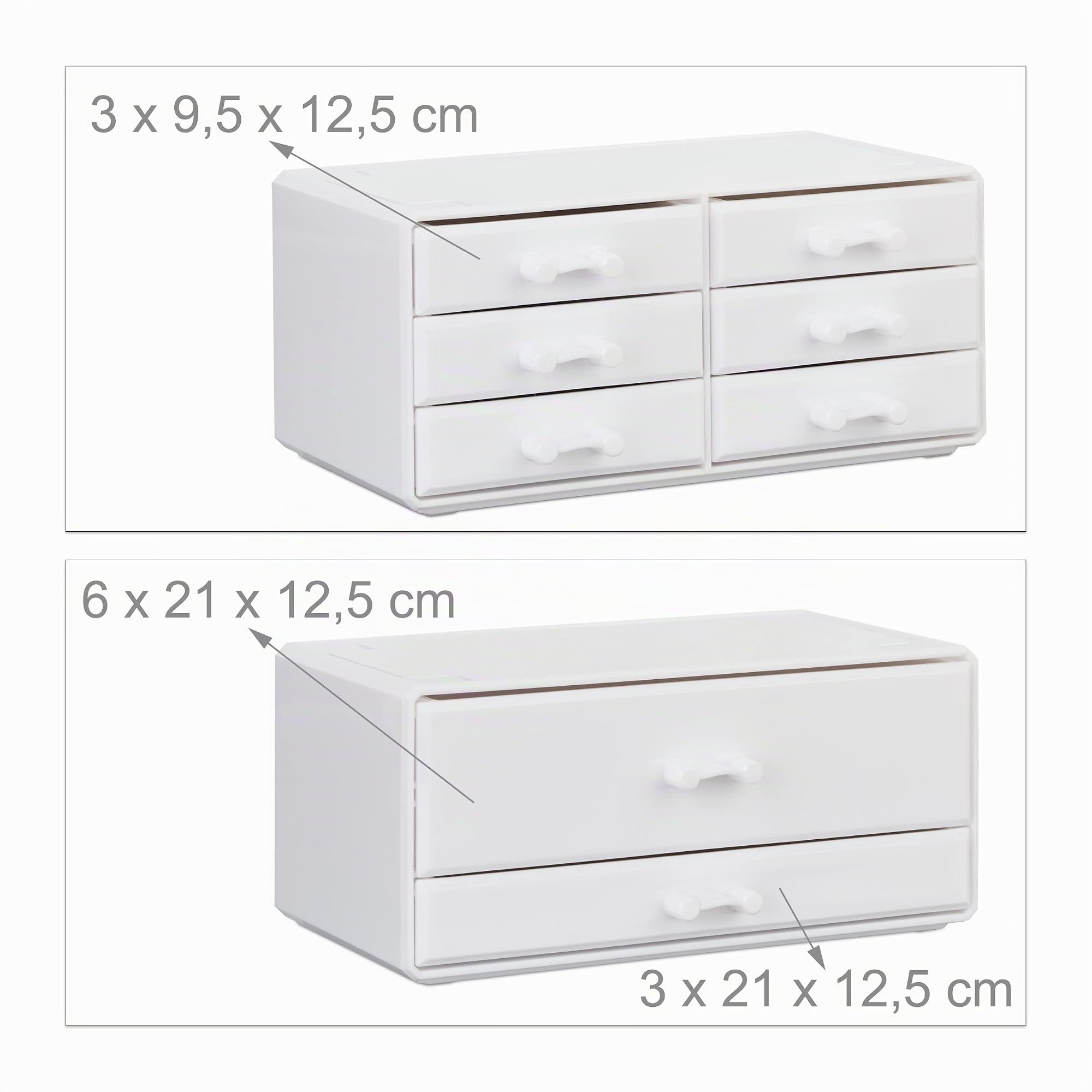 Relaxdays 1x Boîte Rangement Maquillage, Make up Organisateur, Produits cosmétiques, 8 tiroirs Compartiments, Acrylique, Blanc