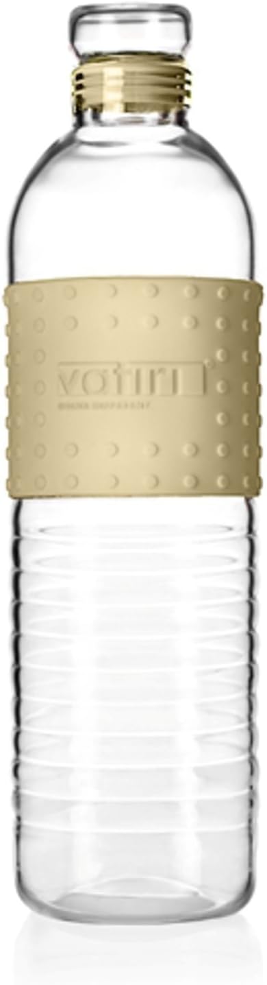 Vatiri Roy Series Handmade Glass Water Bottle, 500ml 16.9 fl oz,Beidge