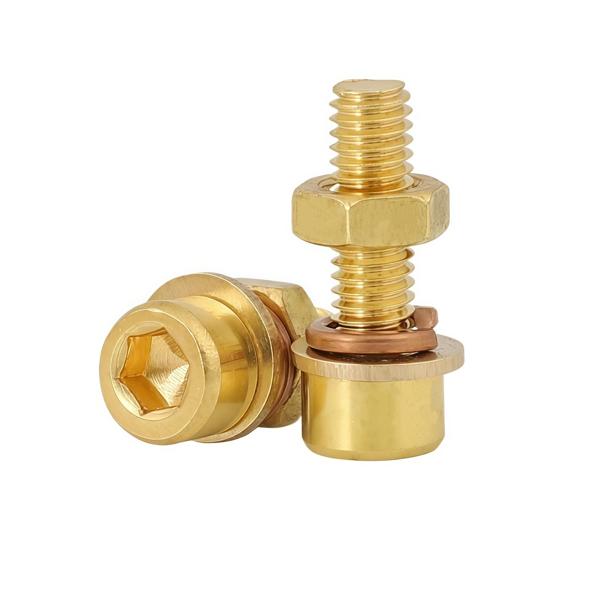 Reines Kupfer M3 M4 M5 M6 M8 M10 M12 Innensechskantschrauben, Schrauben, Unterlegscheiben, Muttern(M12x20mm 2sets)
