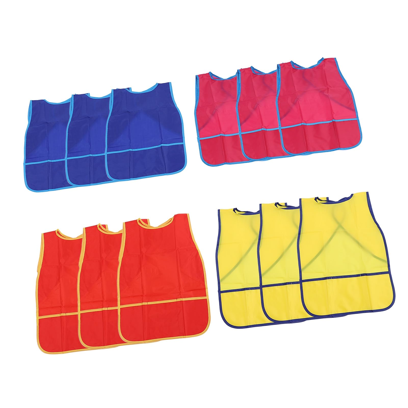 12 Pezzi Grembiuli da Arte per Bambini Grembiuli da Pittura in Nylon Senza Maniche Sigillato Indumenti Protettivi Artigianali con Tasca Frontale per Bambini Piccoli Attività di