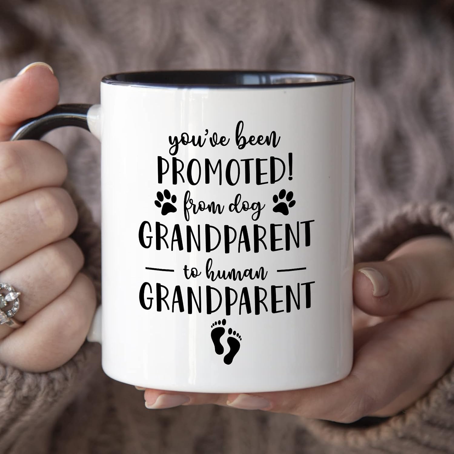 YouNique Designs Pregnancy Announcement for Grandparents Coffee Mug, 11 Ounces, Soon to Be Grandparents Baby Announcement Ideas, Pregnancy Reveal, Promoted From Dog Grandparent To Human Grandparent - Image 3
