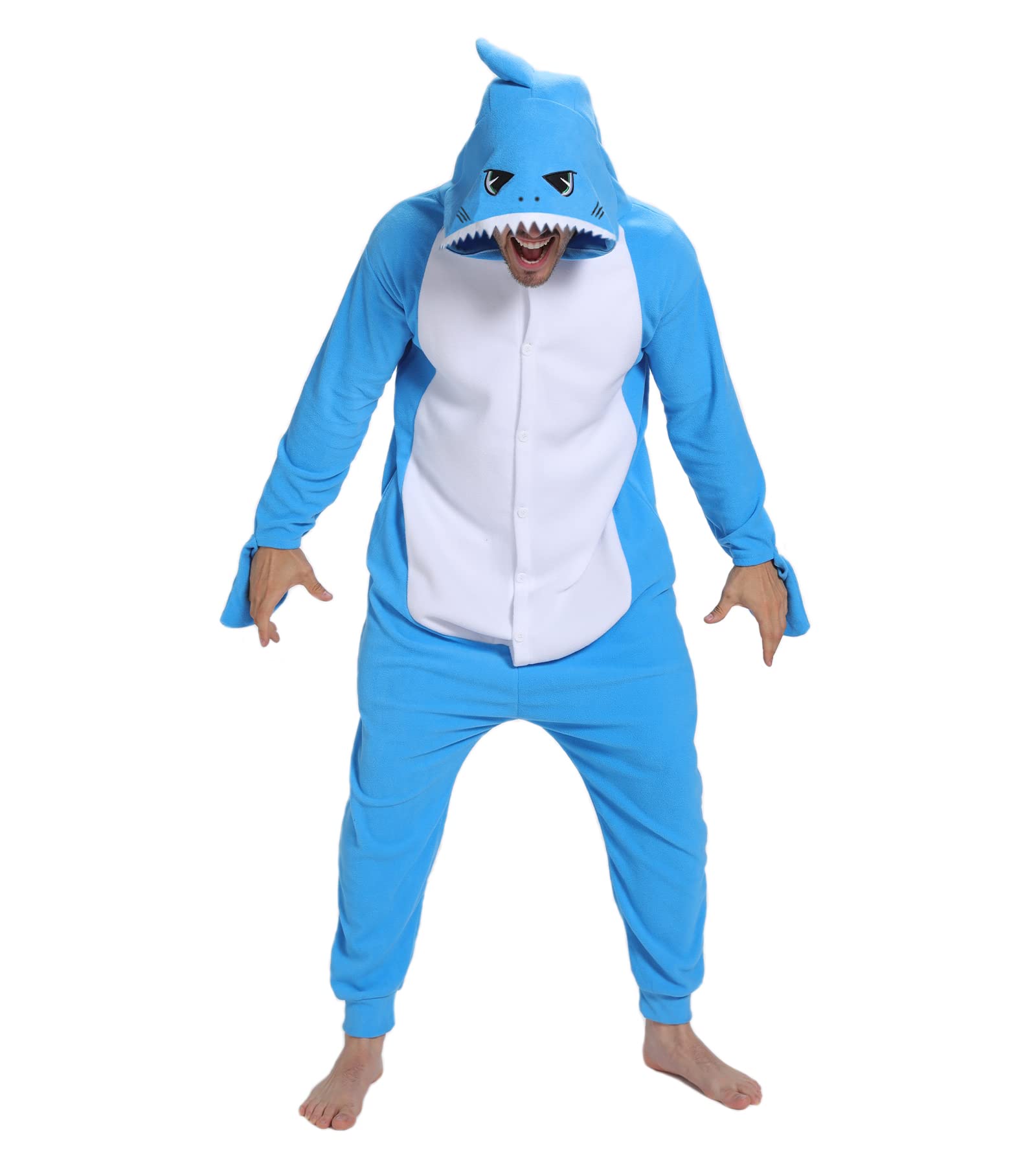 Guturris Pijama Tiburón Adulto Animal Onesie Cosplay Ropa de Dormir One Piece Traje Festival de Carnaval Halloween Disfraces Azul Oscuro