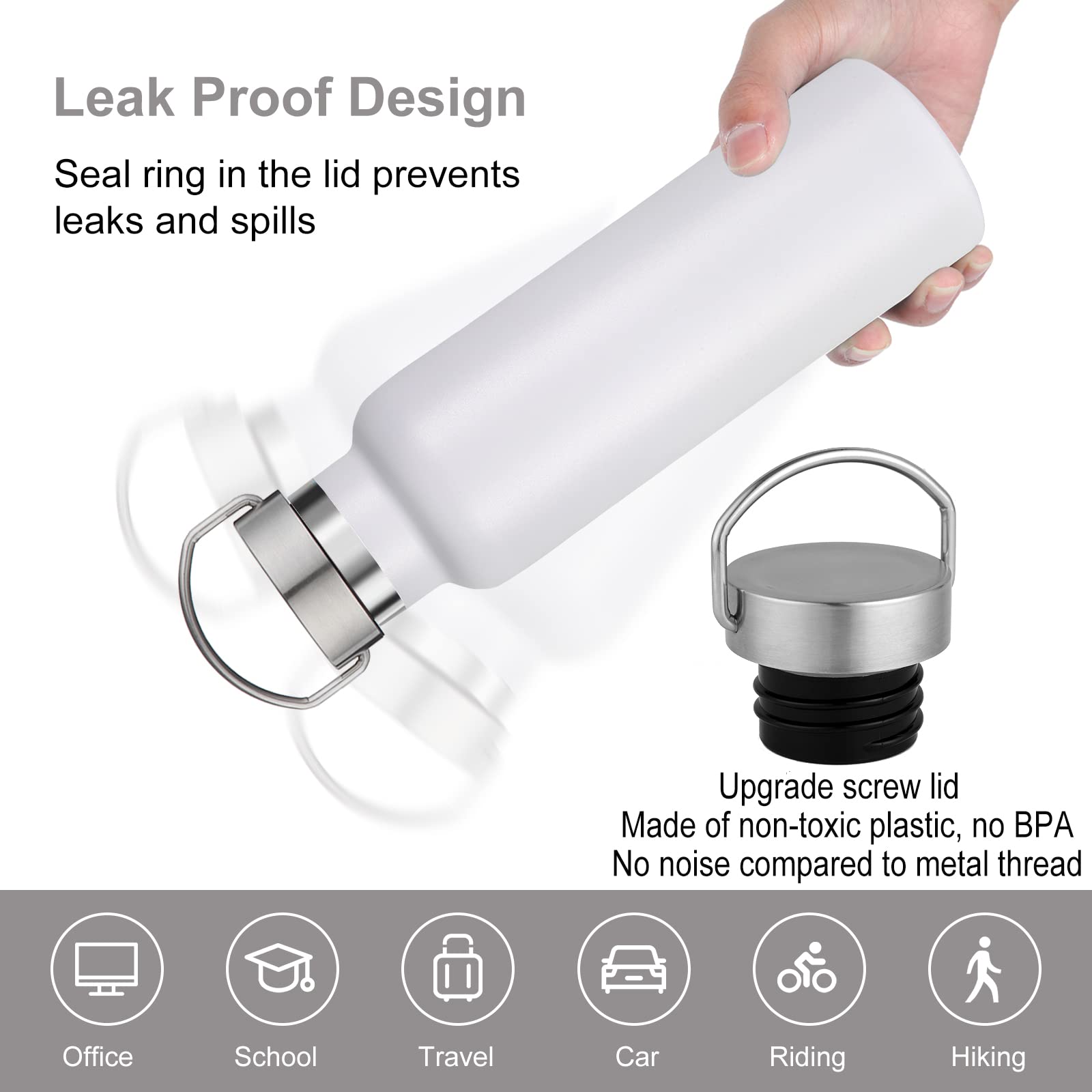 Volhoply Geïsoleerde Waterflessen Met Rietje 2 Pak, 660ml Roestvrij Staal Sportfles Met Handvat Deksel, Metal Travel Water Met Brede Mond, Herbruikbare Waterfles Voor School