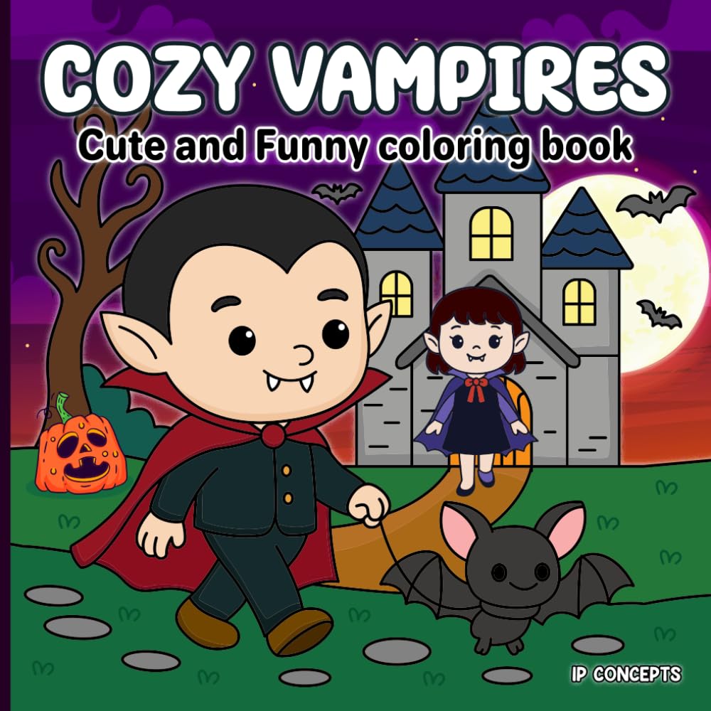 Cozy vampires Cute and Funny Coloring Book: Spooky-Cute Coloring Book for Adults & Teens – Cozy Halloween Vampires, Ghosts Pumpkins & Bats – ... Designs for Relaxation & Stress Relief