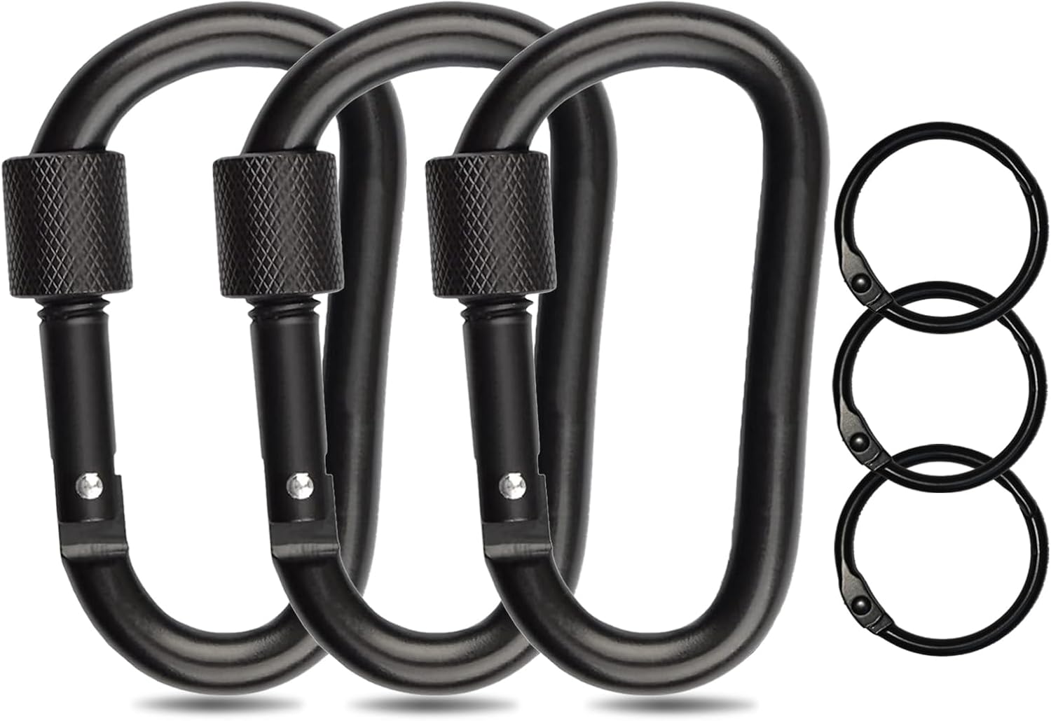 Locking Carabiner Clips, 3PCS Dring Carabiner Clip with Screw Lock