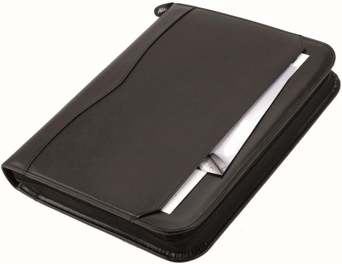 Alassio 30027 Reggio Ring Binder DIN A4 Approx. 36 x 28 x 5 cm Black/Fine Touch Imitation with Calculator and Pad A4