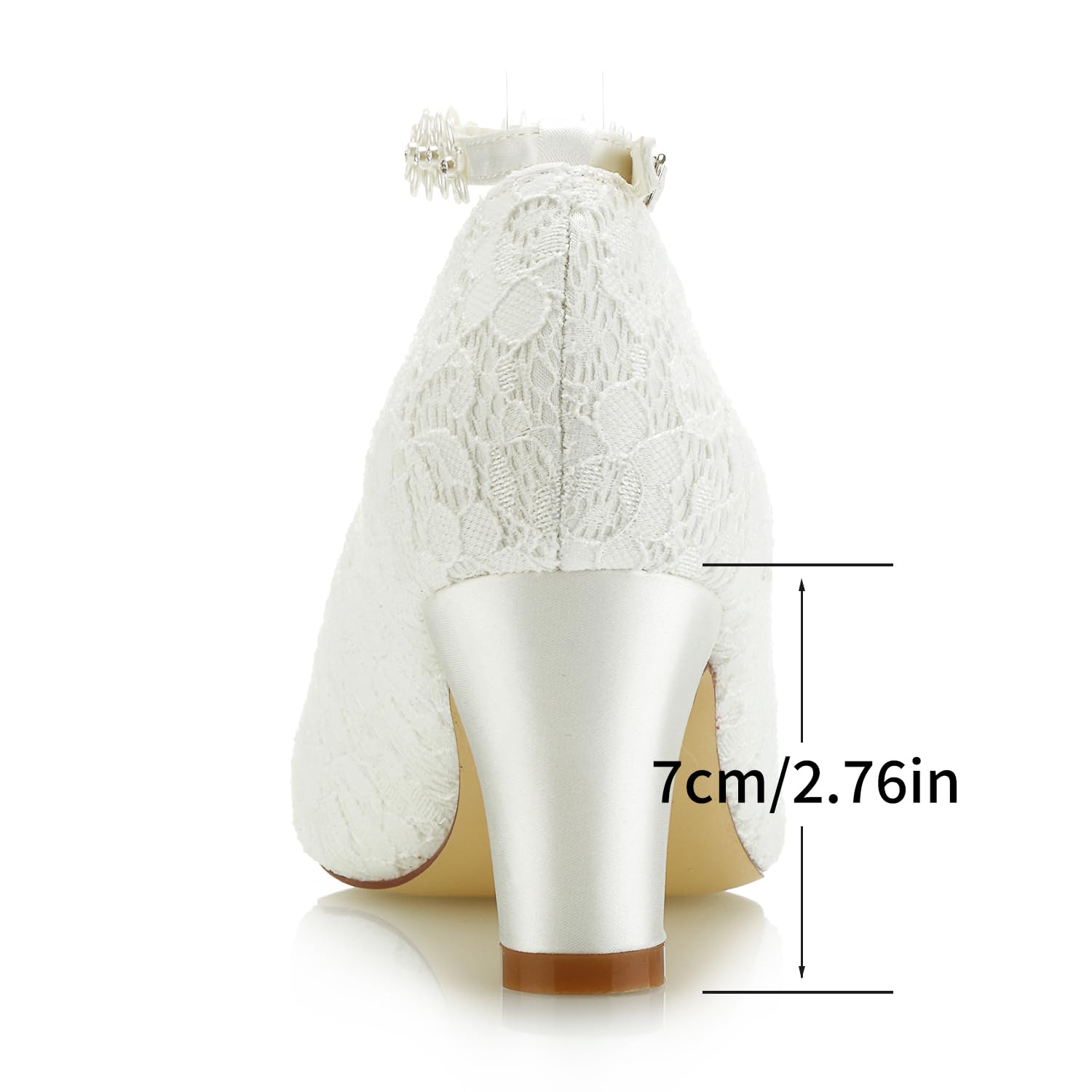 Zapatos de Novia JIAJIA 62311A Tacón Grueso 7cm Satén Flores Boda
