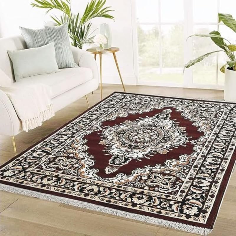 Image of Soft Traditional Washable Beautiful Acrylic Rugs for Home Decor Living Room 7x10 feet (210 x 300 CM) Brown