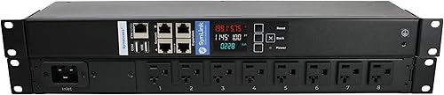 Synaccess SP-1001D SynLink Monitoreado 1U PDU (salidas no conmutables) 120V20A, 8 tomacorrientes NEMA5-20R - Medidor de energía preciso del 1% KWH