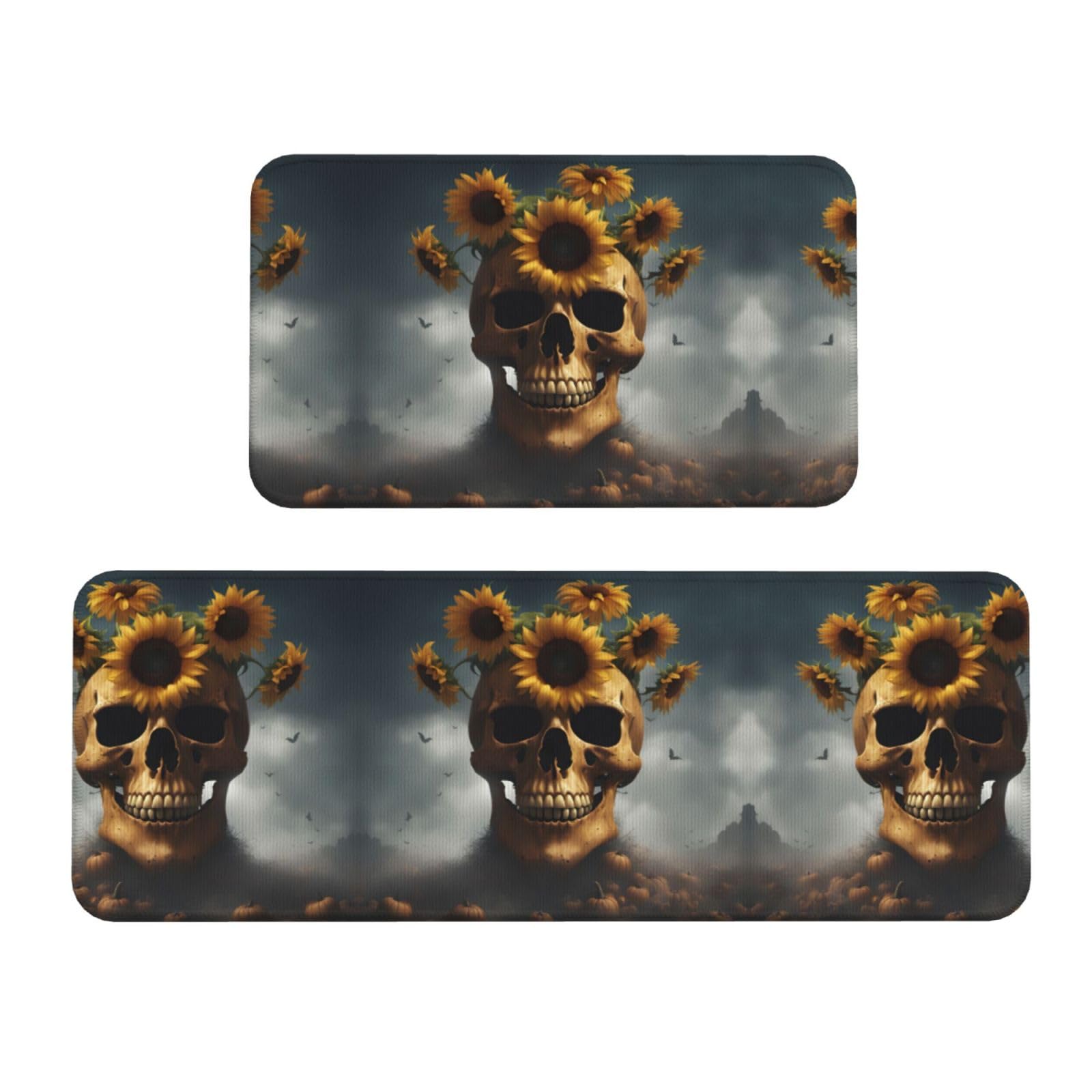 Tapis de sol cuisine antidérapant lot de 2 fini les glissades déco tournesol Halloween