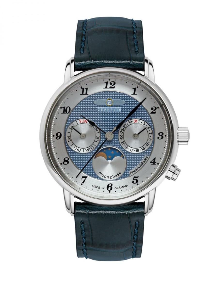 Zeppelin Damenuhr Serie Friedrichshafen mit Mondphase und Lederarmband 8537-3