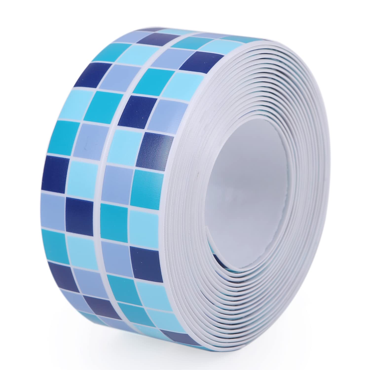 Cinta de sellado autoadhesiva impermeable para cocina, baño, fregadero e inodoro (azulejo azul)
