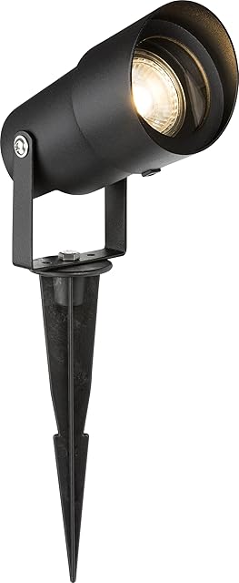 Knightsbridge Round Exterior Decorative GU10 Garden Spike Light, Black