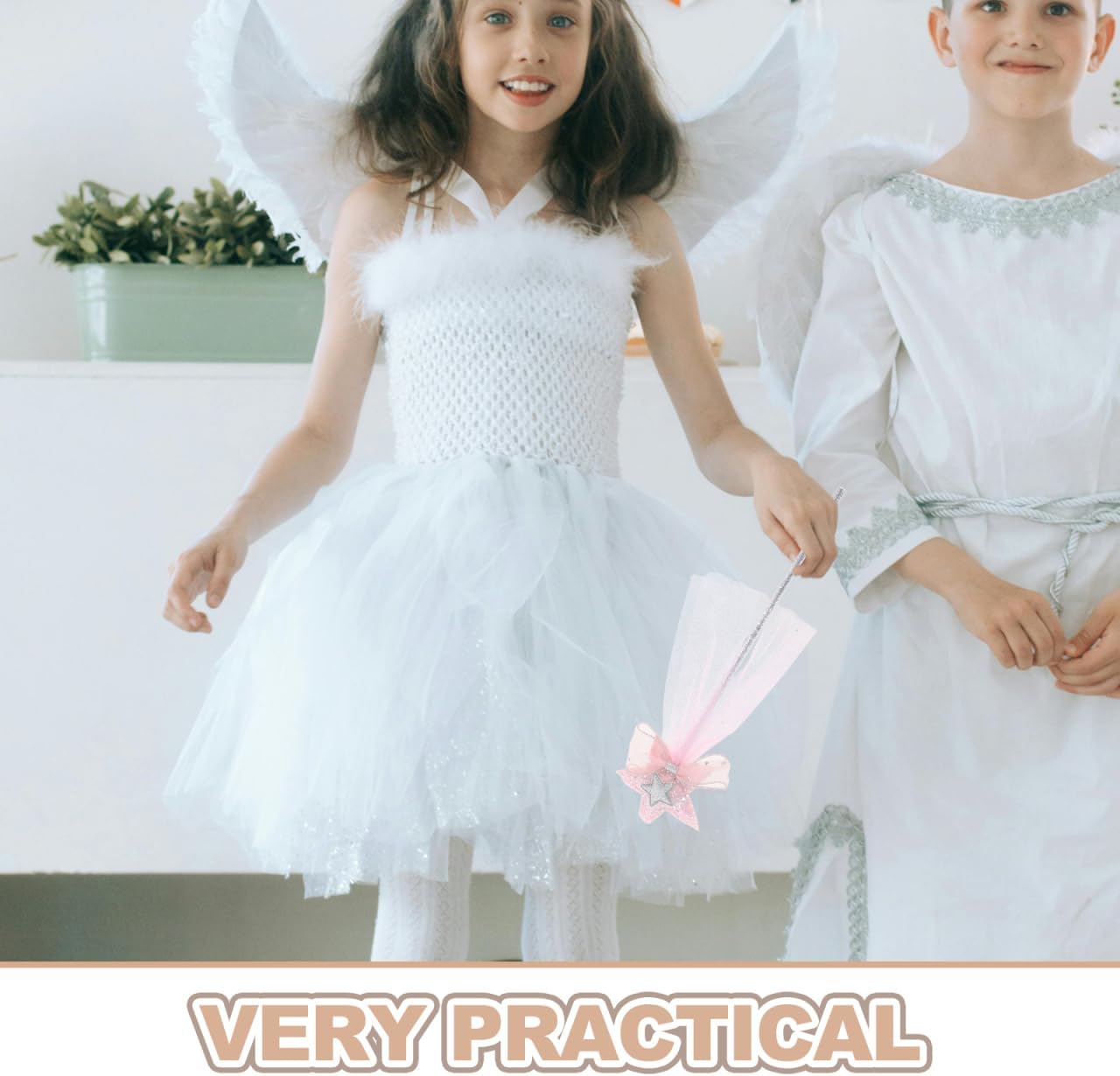 Toyvian Pink Fairy Wand for Girls 13.77In Mesh Gauze Magical Stick Party Prop Birthday Dress-up Accessory Festival