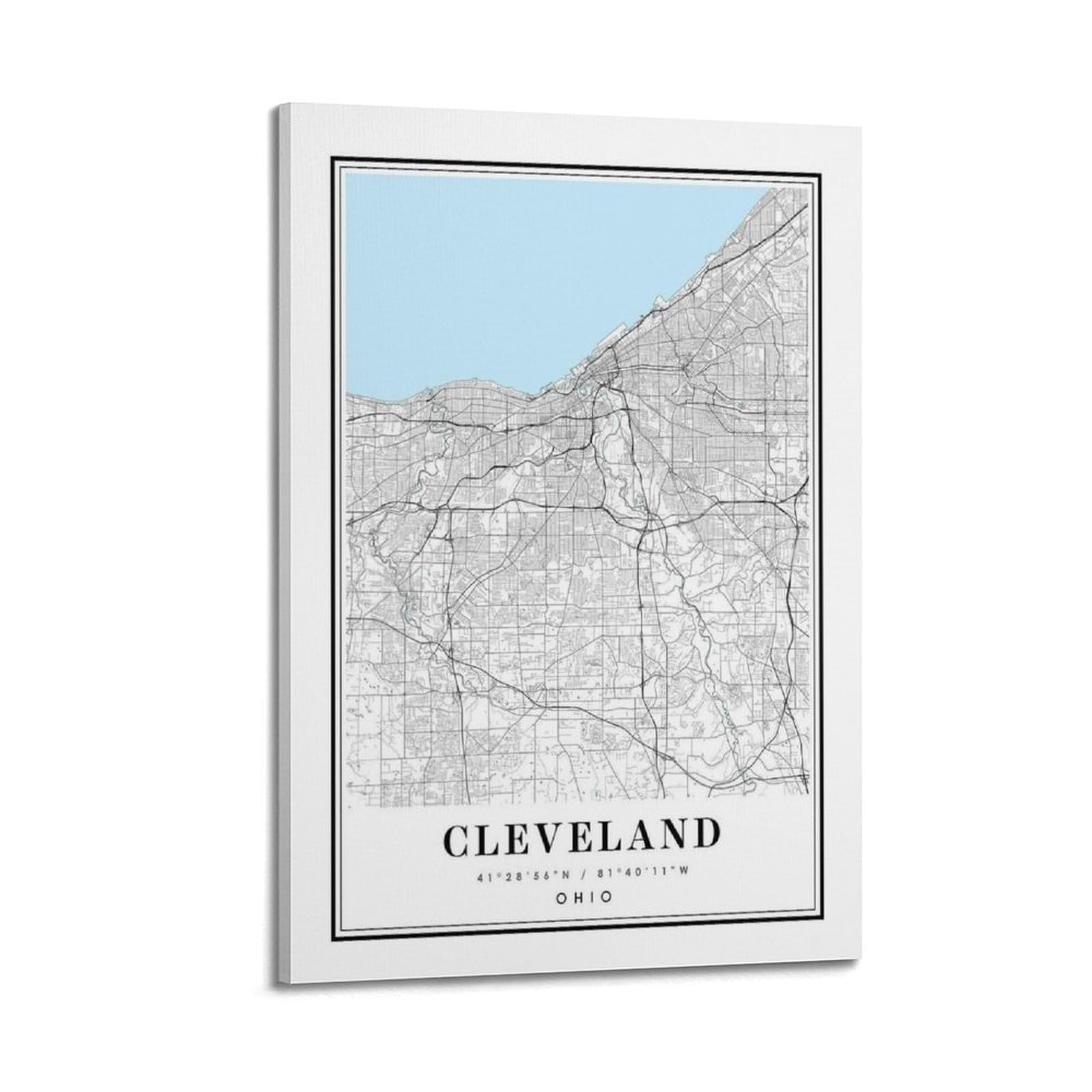 xiaoxiaoshen Cleveland Ohio Map Canvas Poster Wall Art Prints Room Aesthetic Murals Bedroom And Living Decorations 20x30inch(50x75cm)