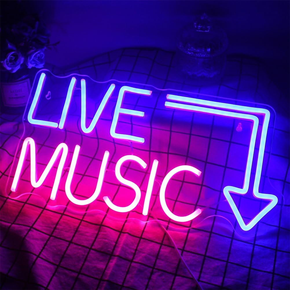 Insegna al Neon di Musica dal Vivo Barra della Musica Segno di Luce al Neon Festa in Musica LED Luce al Neon casa Camera Decorazione murale Negozio Decoro Festival Musicale luci al Neon,A