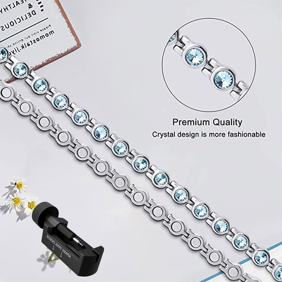 Pulsera de cobre para mujer, 99,99 % cobre puro