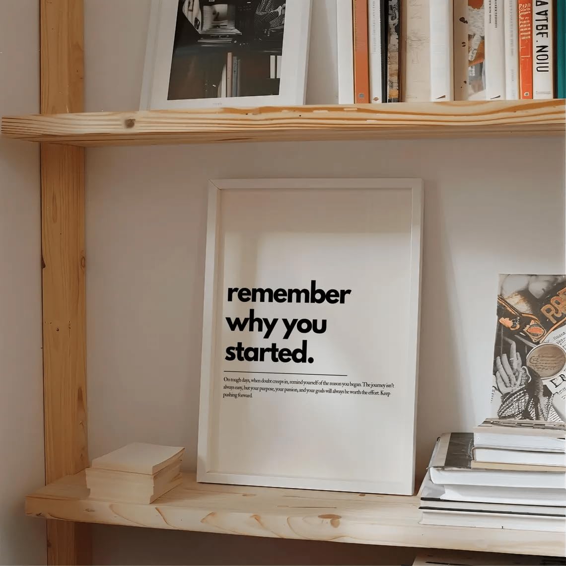 GLWDMH 1 pezzo 20 x 30 cm Remember Why You Started Motivational Quote Dipinto su tela, poster artistico da parete e stampa, immagine da parete per soggiorno, camera da letto, sala da pranzo (con