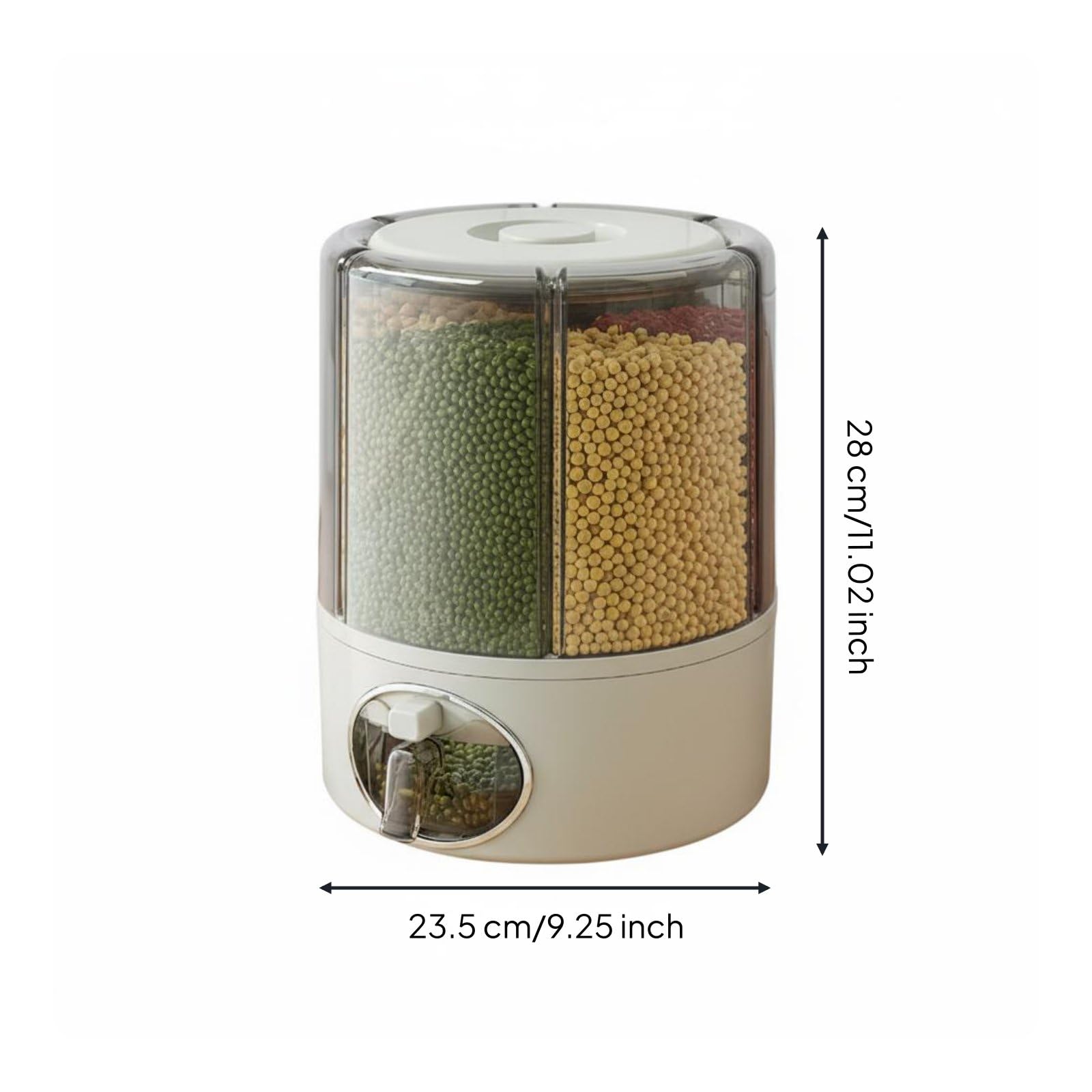 Yajuyi Dispenser di Cereali Contenitore Dosatore tore Organizer Rotante Compatto in PP Trasparente Struttura Sigillata Antiumidità Rotazione Fluida per, Cream, L