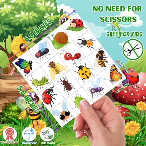 Bug Temporary Tattoos for Kids - 96 PCS Pre Cut Cute Insect Temporary Tattoo Stickers for Boys Girls, Ladybug Butterfly Bee Spider Birthday Party Decorations Favors Supplies Goodie Bag Fillers Gifts - 3
