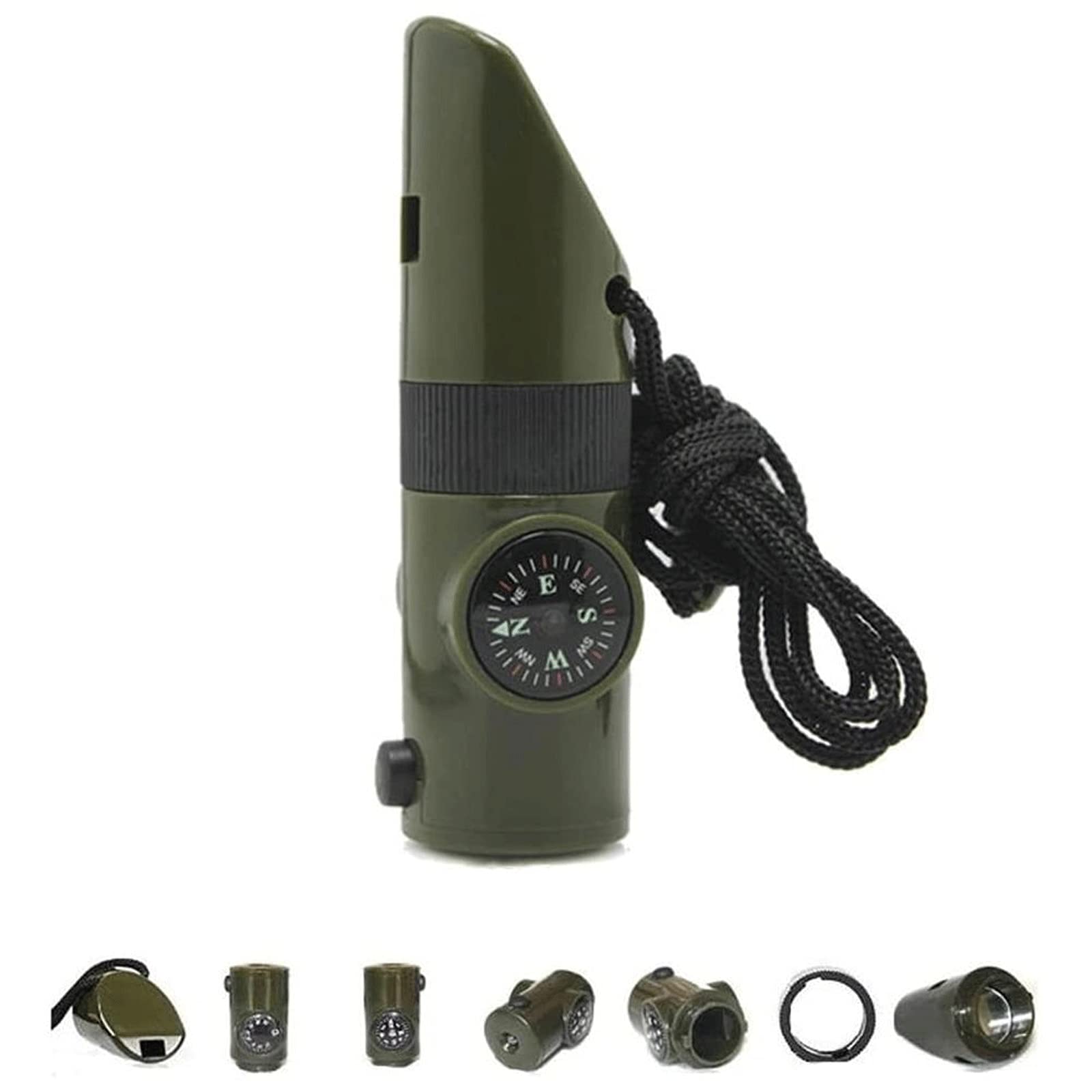 JINGYAN Kompasy Wielofunkcyjny gwizdek 7 w 1 Survival Trekking Compass Lustro Magnifier LED Termometr Narzędzia