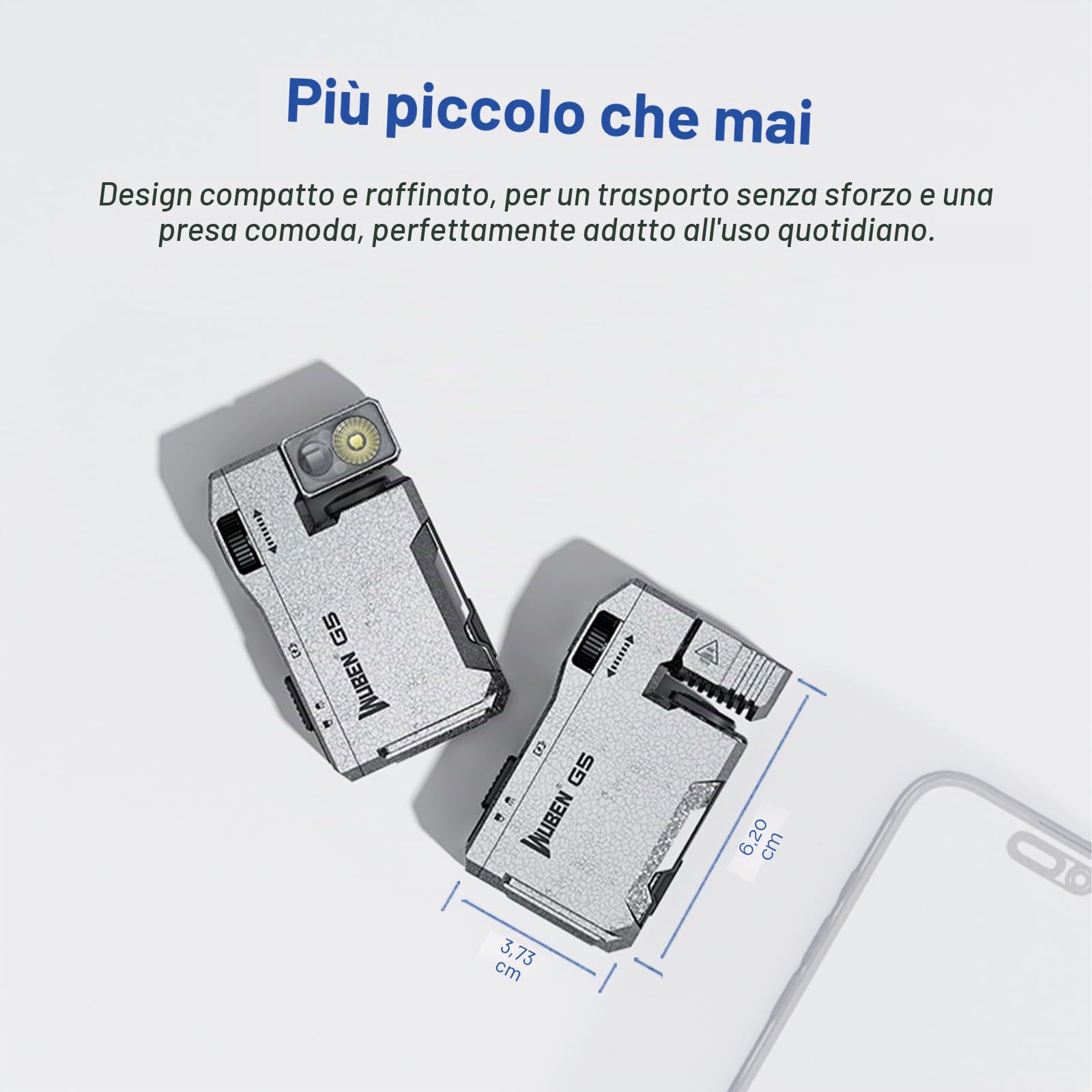 WUBEN G5 Torcia LED Ricaricabile Mini Portachiavi RGB, 400 lumen, Torcia Magnetica EDC USB, 6 Modalità di Illuminazione, Impermeabile Campeggio Esterno, Emergenze (Slot Ghiaccio)