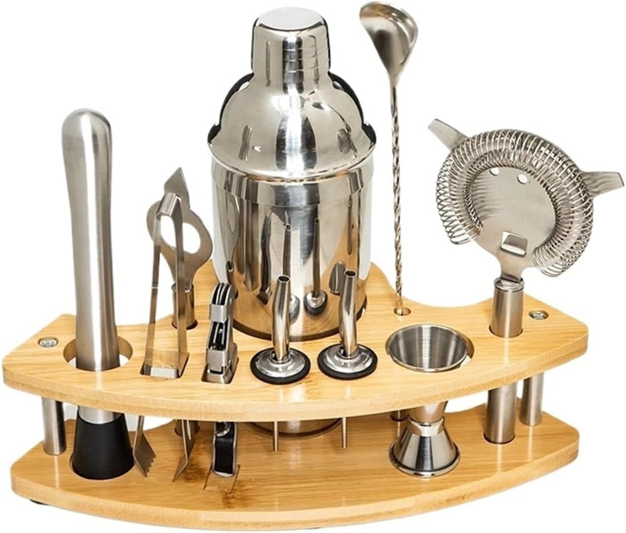 11pcs Stainless Steel Bartender Kit with Stand Cocktail Shaker(550ml 11pcs)